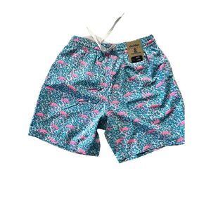 Chubbies Men's Blue Pink The Domingos Are For Flamingos Swim Trunks Medium NWT